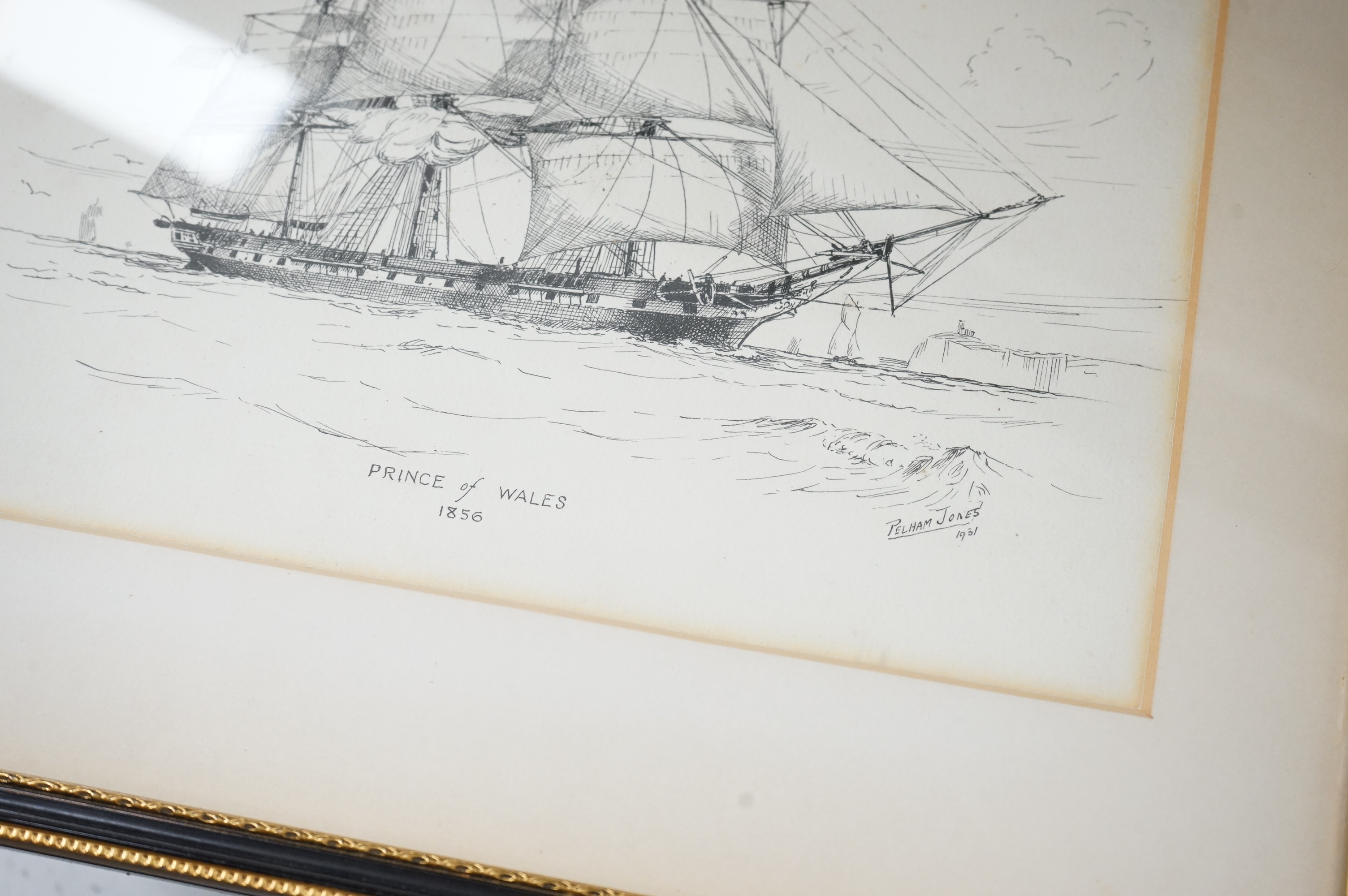 Pelham Jones (c.1890-1950), pair of ink sketches, Shipping scenes comprising ‘The Duke of Buccleugh’ and ‘Prince of Wales’, each signed and dated 1931, 19 x 25cm